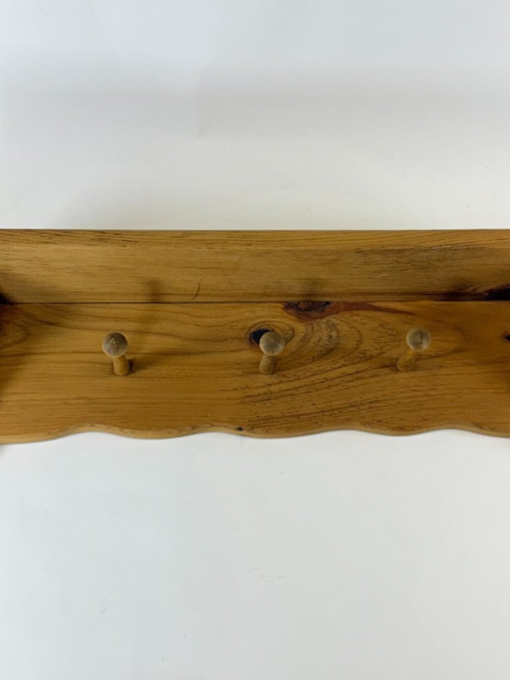Wooden Shelf Wall Mounted With 3 Peg Hooks Decor Rustic Coat Hook - Picture 2 of 9